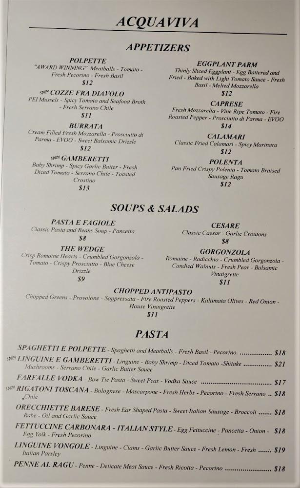 Acquaviva Restaurant and Bar Menu image 4